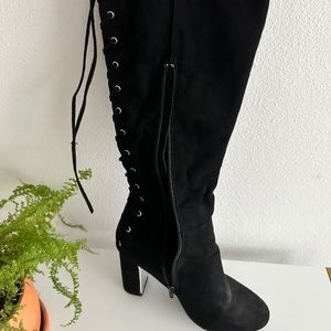 Faux suede lace up boots